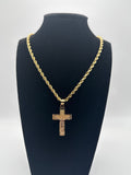 14k Gold Rope Chain and Cross Pendent