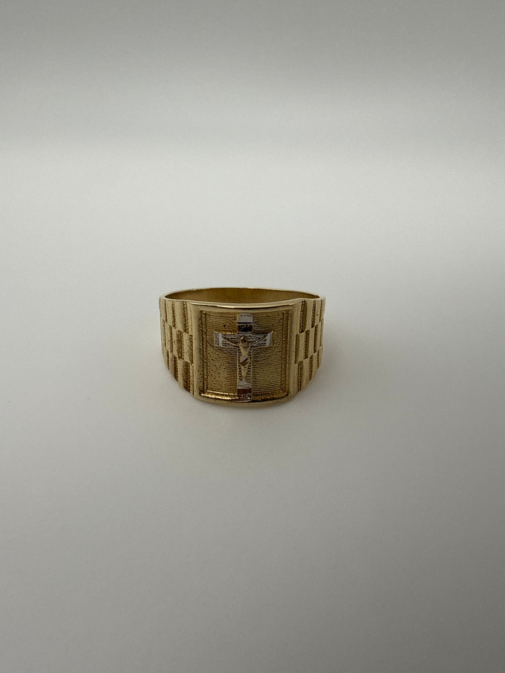 14k Gold Cross Ring with Rolex Band