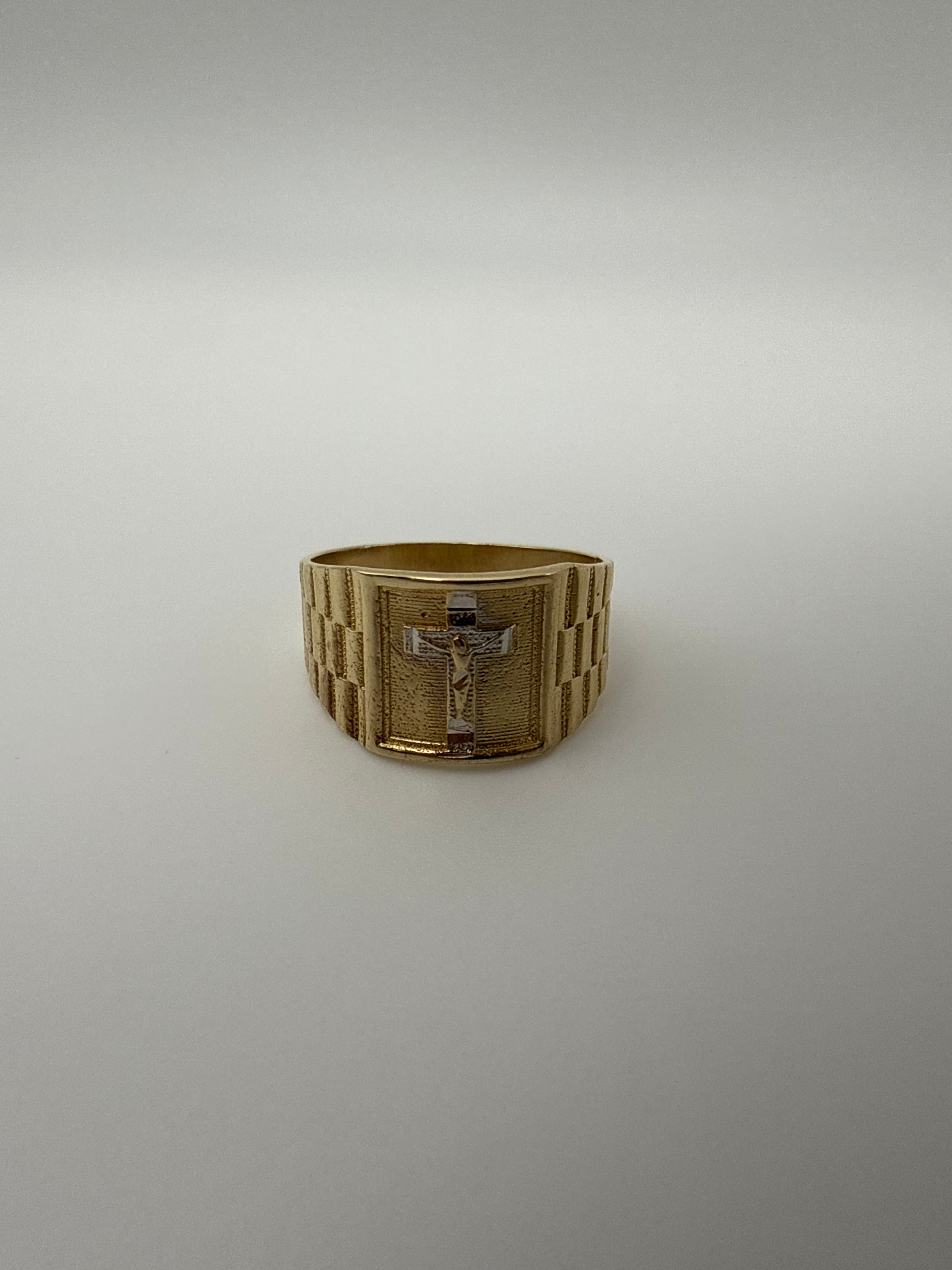 14k Gold Cross Ring with Rolex Band