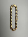14k Gold Cuban Link Bracelet with CZ Diamonds Lock