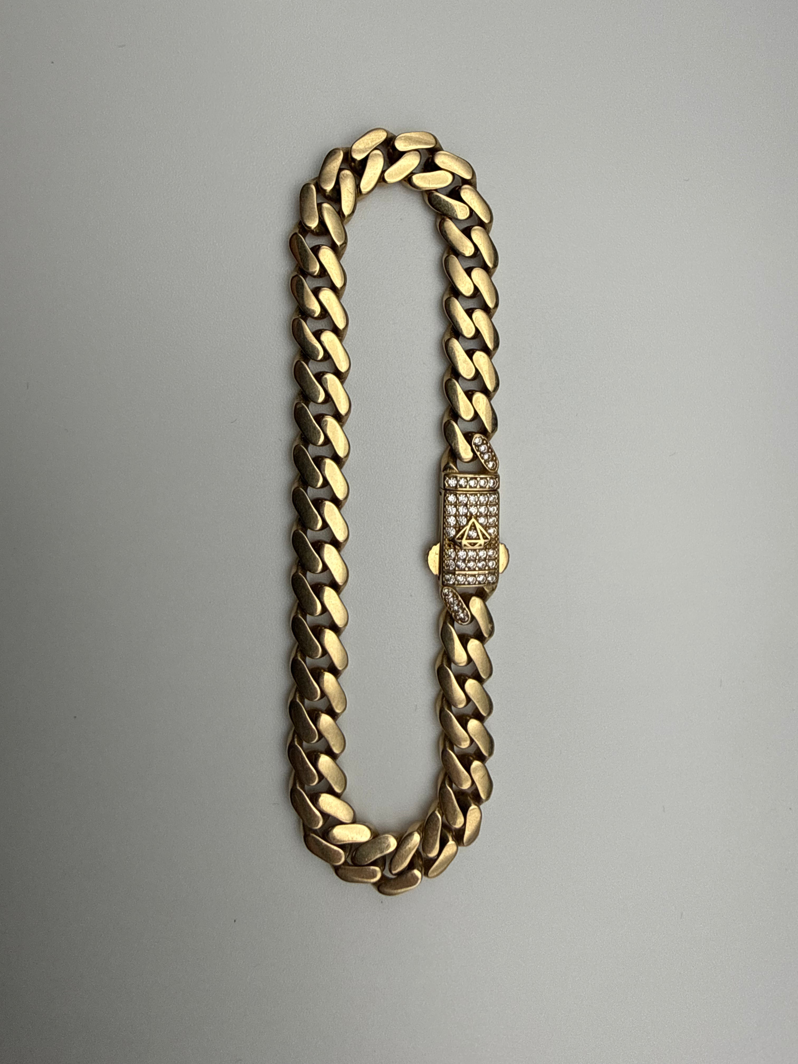 14k Gold Cuban Link Bracelet with CZ Diamonds Lock