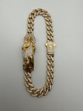14k Gold Saint Jude Cuban Link Bracelet with CZ Diamonds Lock