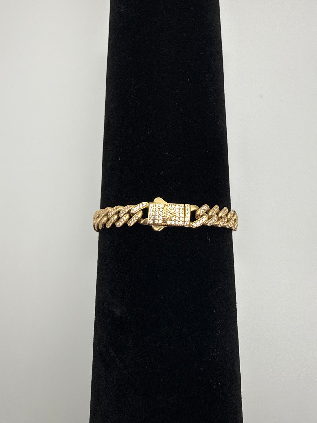 14k Gold Saint Jude Cuban Link Bracelet with CZ Diamonds Lock