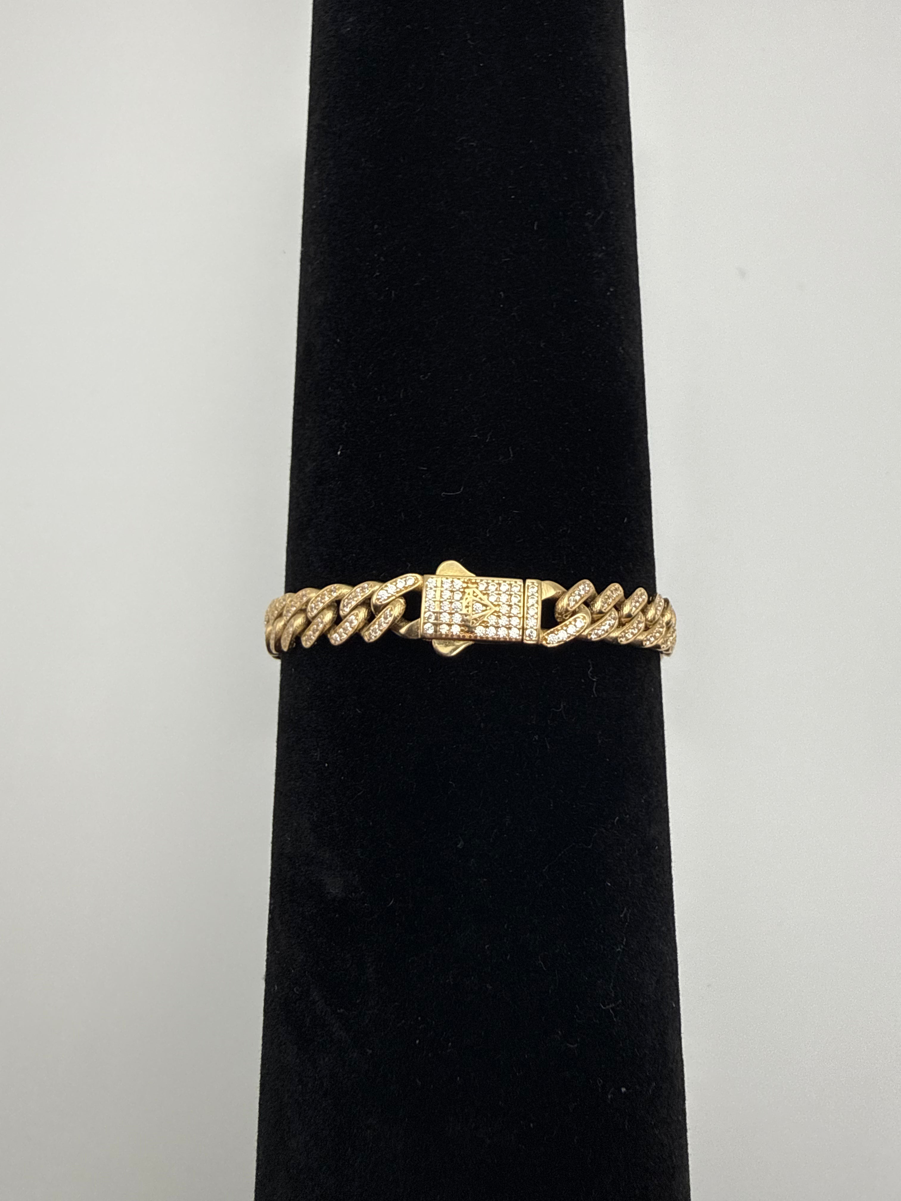 14k Gold Saint Jude Cuban Link Bracelet with CZ Diamonds Lock