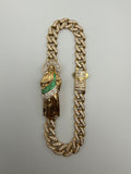 14k Gold Saint Jude Cuban Link Bracelet with CZ Diamond Lock