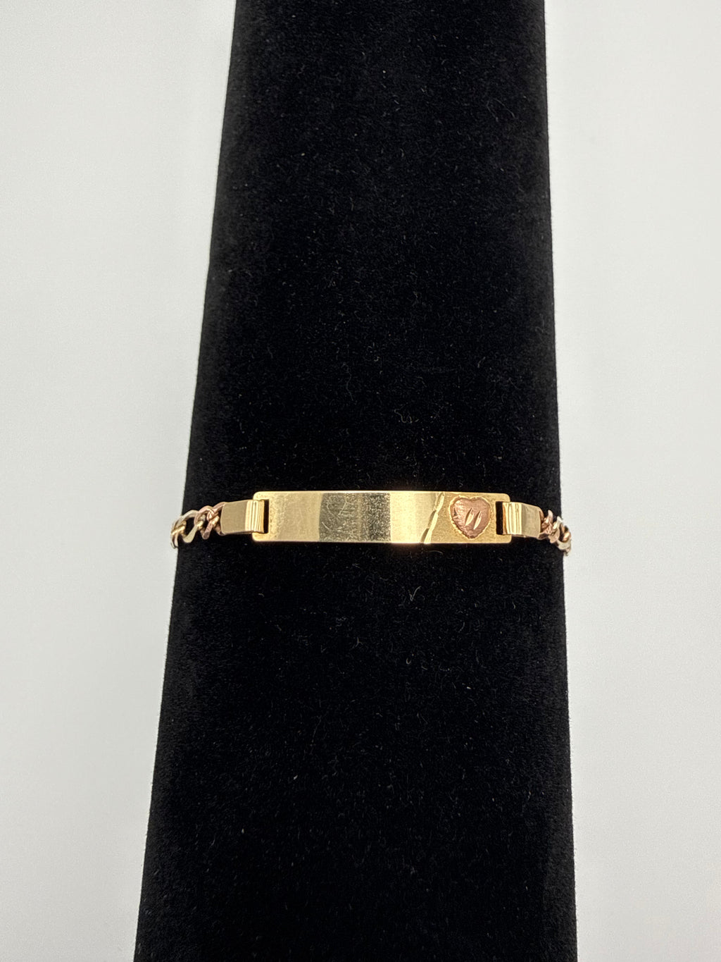 14k Gold Figaro Bracelet with Rose Gold Heart