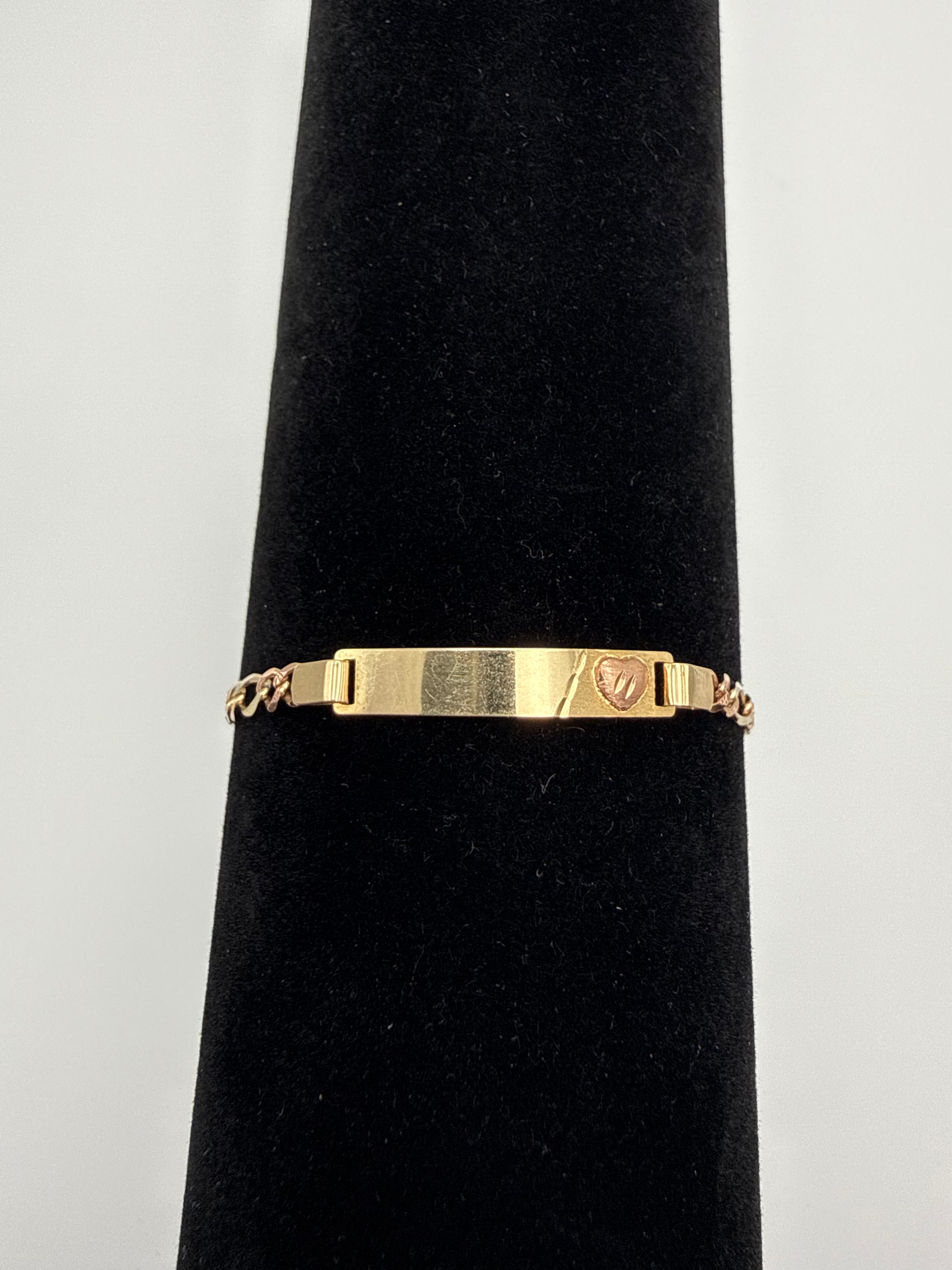 14k Gold Figaro Bracelet with Rose Gold Heart