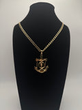 14k Gold Cuban Curb Chain with Cross Anchor Pendant