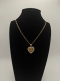 14k Gold Figaro Chain with Heart Nugget CZ diamonds