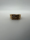 14K Gold Nugget Ring with CZ Diamonds