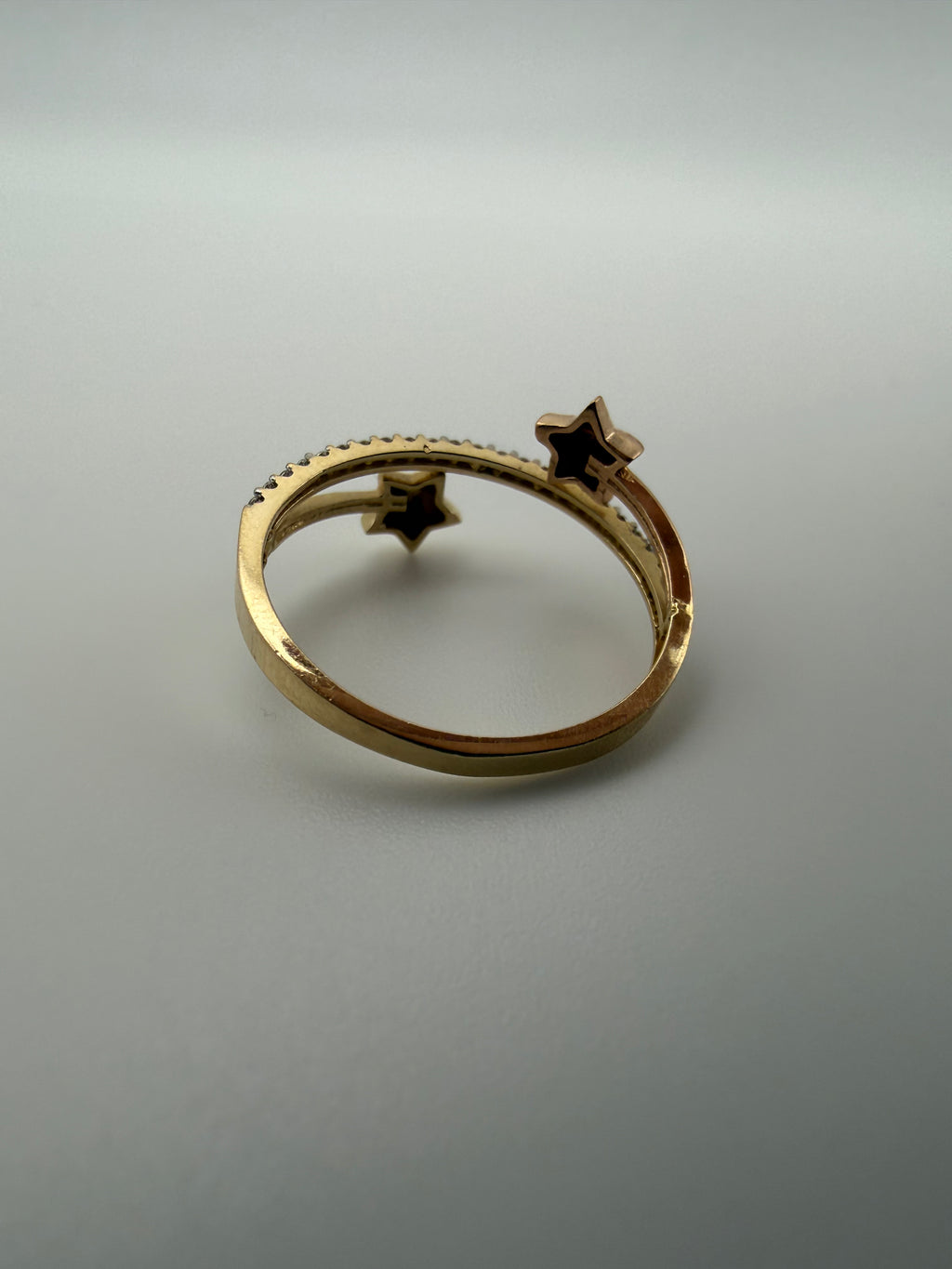 14K Gold Start Ring with CZ Diamonds