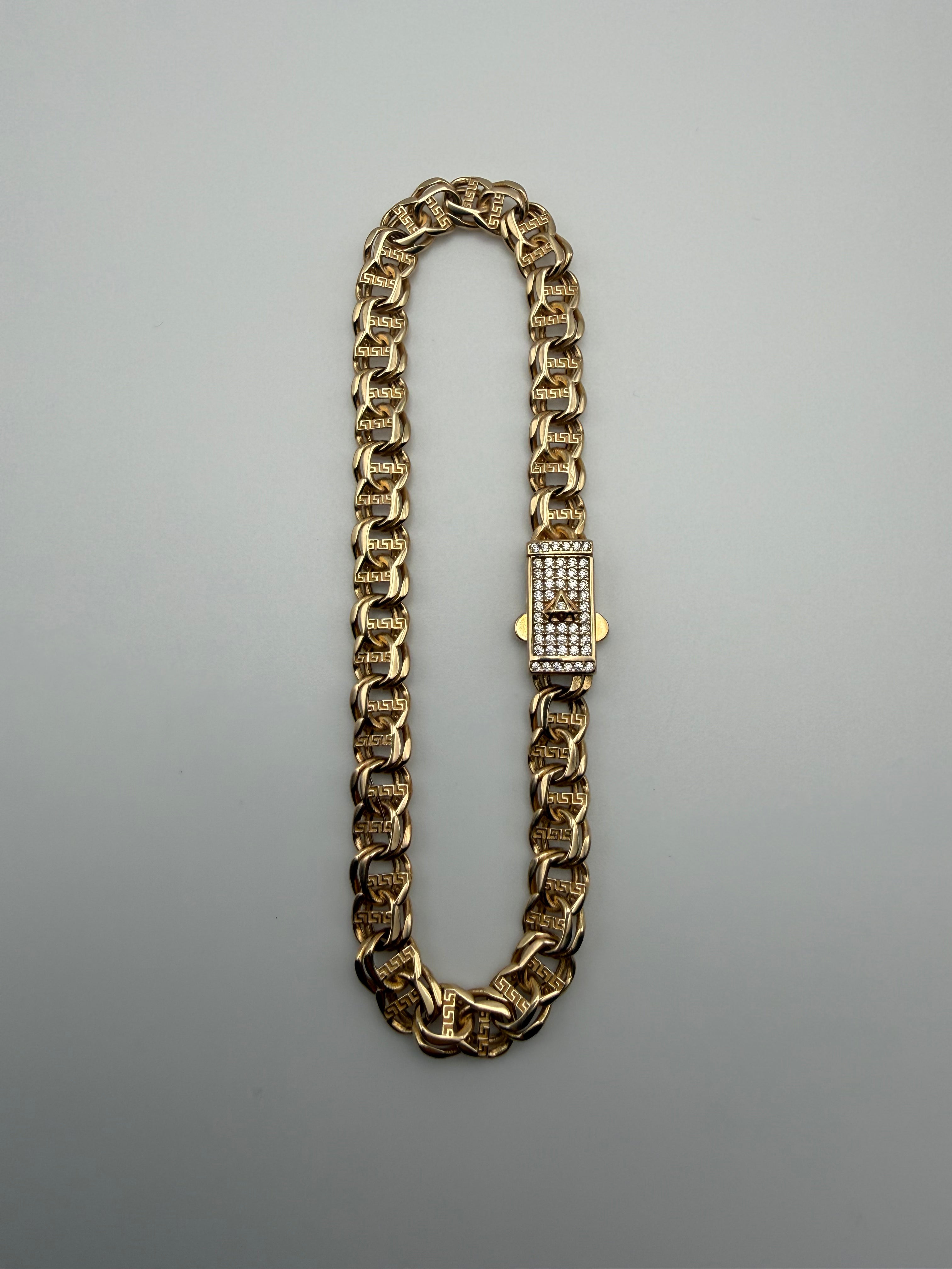14K Gold Byzantine Chain with CZ Diamonds