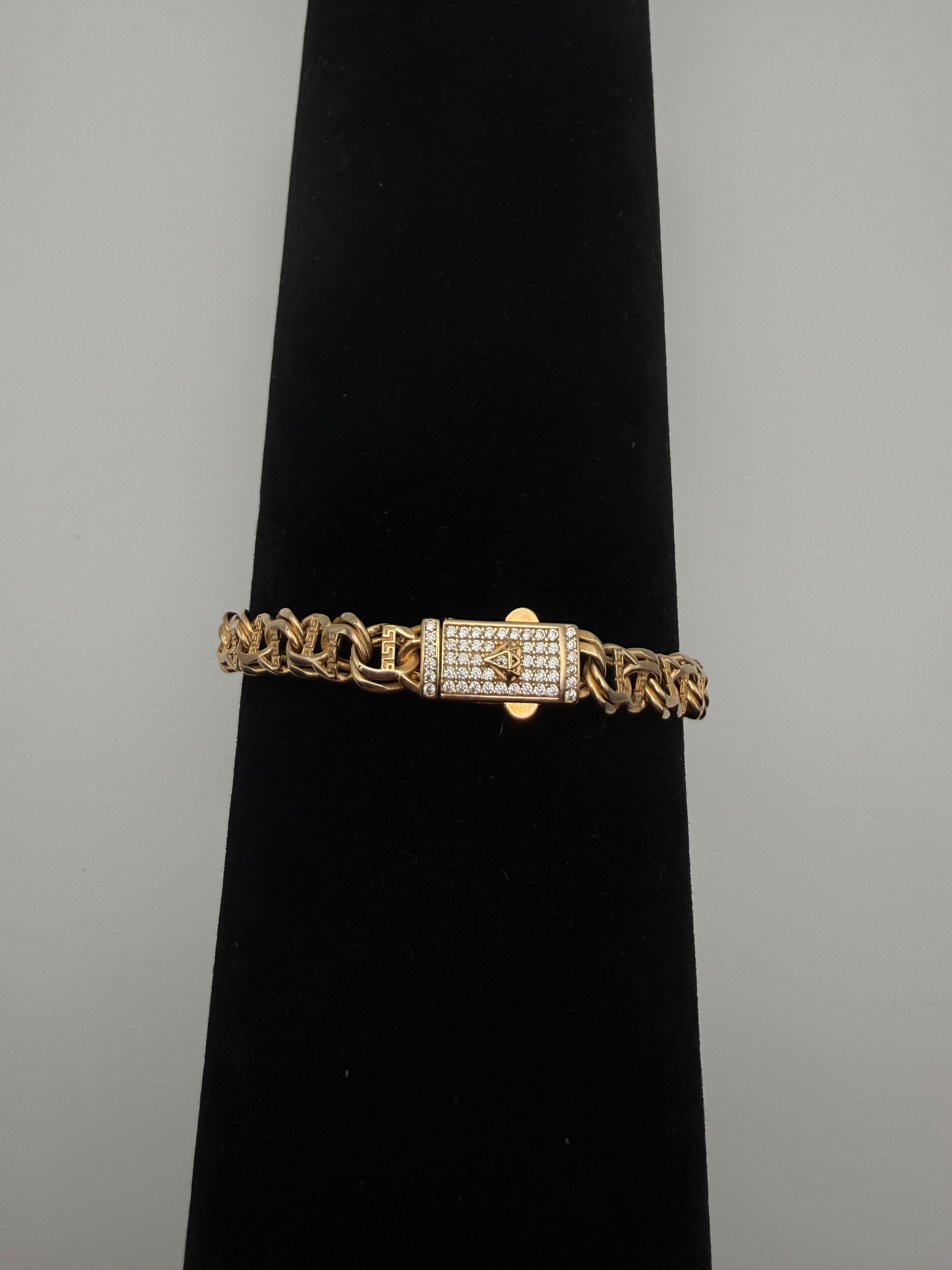 14K Gold Byzantine Chain with CZ Diamonds