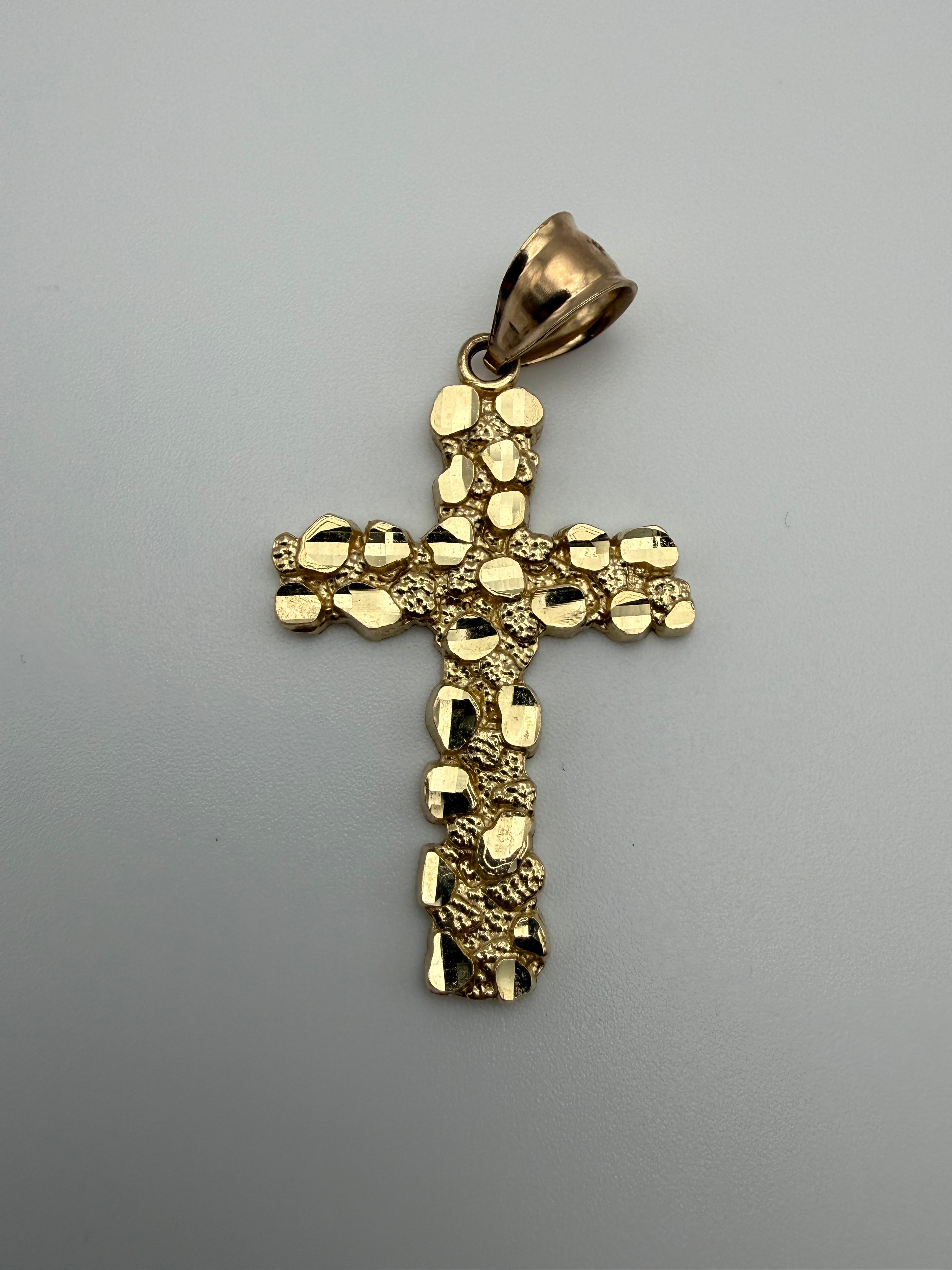 14K Gold Cross Nugget Pendants