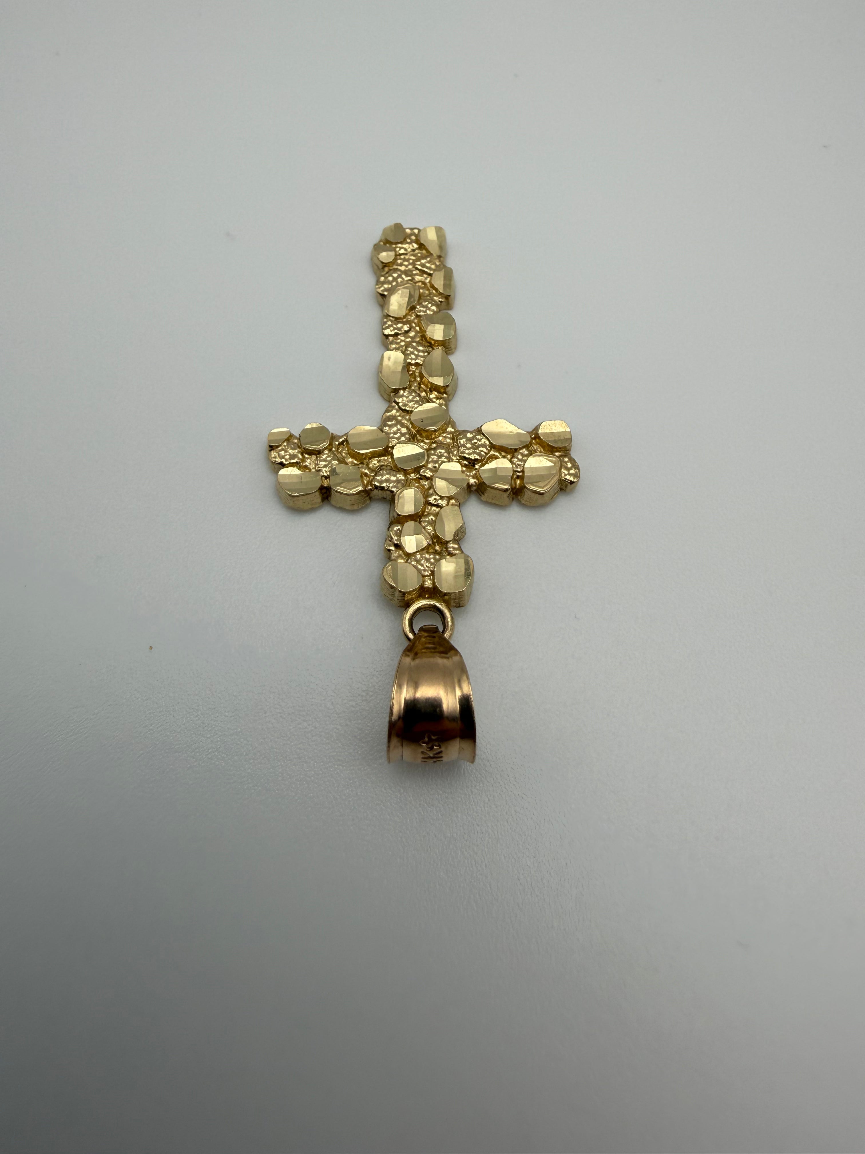 14K Gold Cross Nugget Pendants
