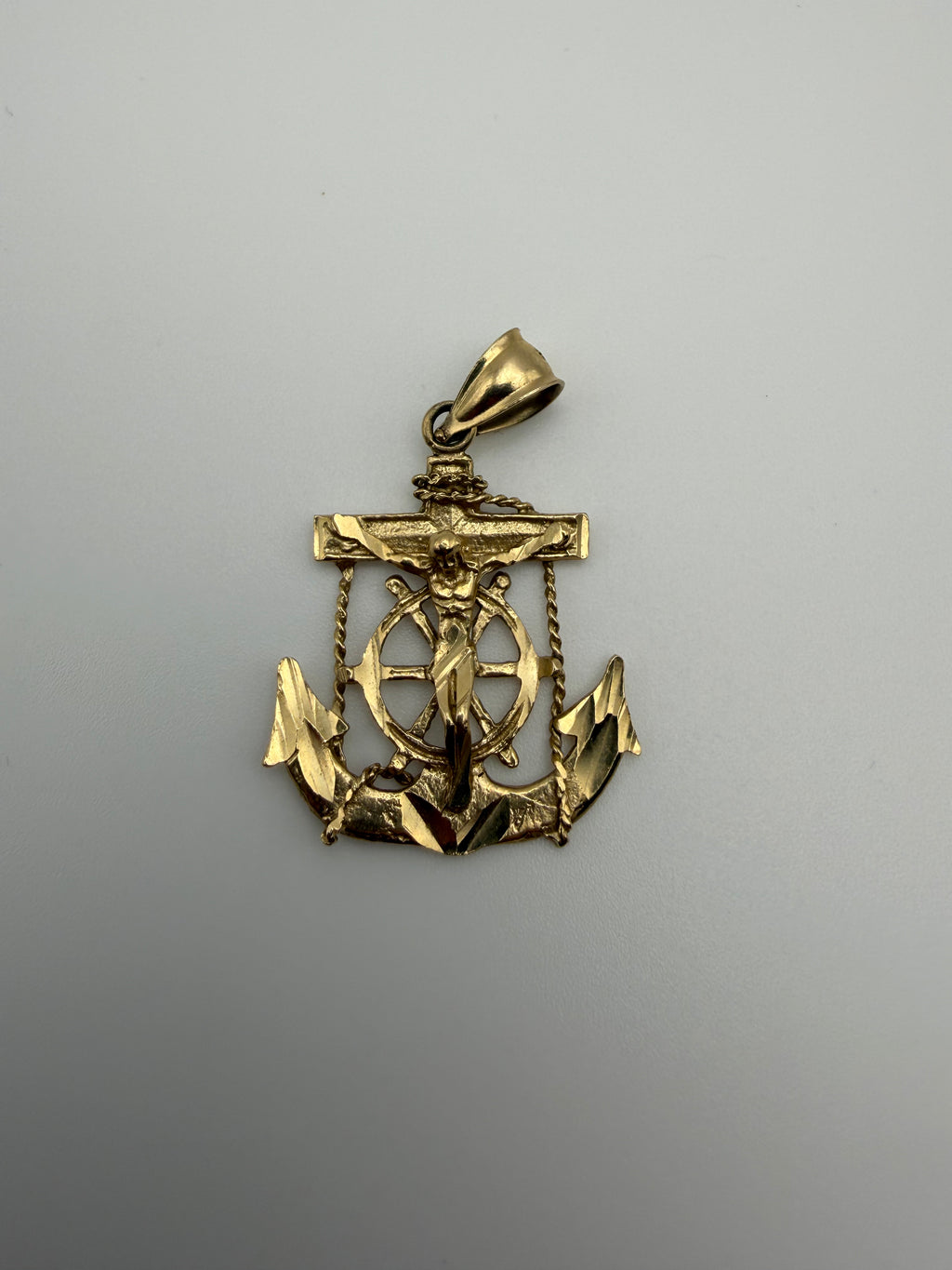 14k Gold Anchor Cross