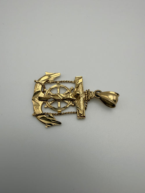 14k Gold Anchor Cross