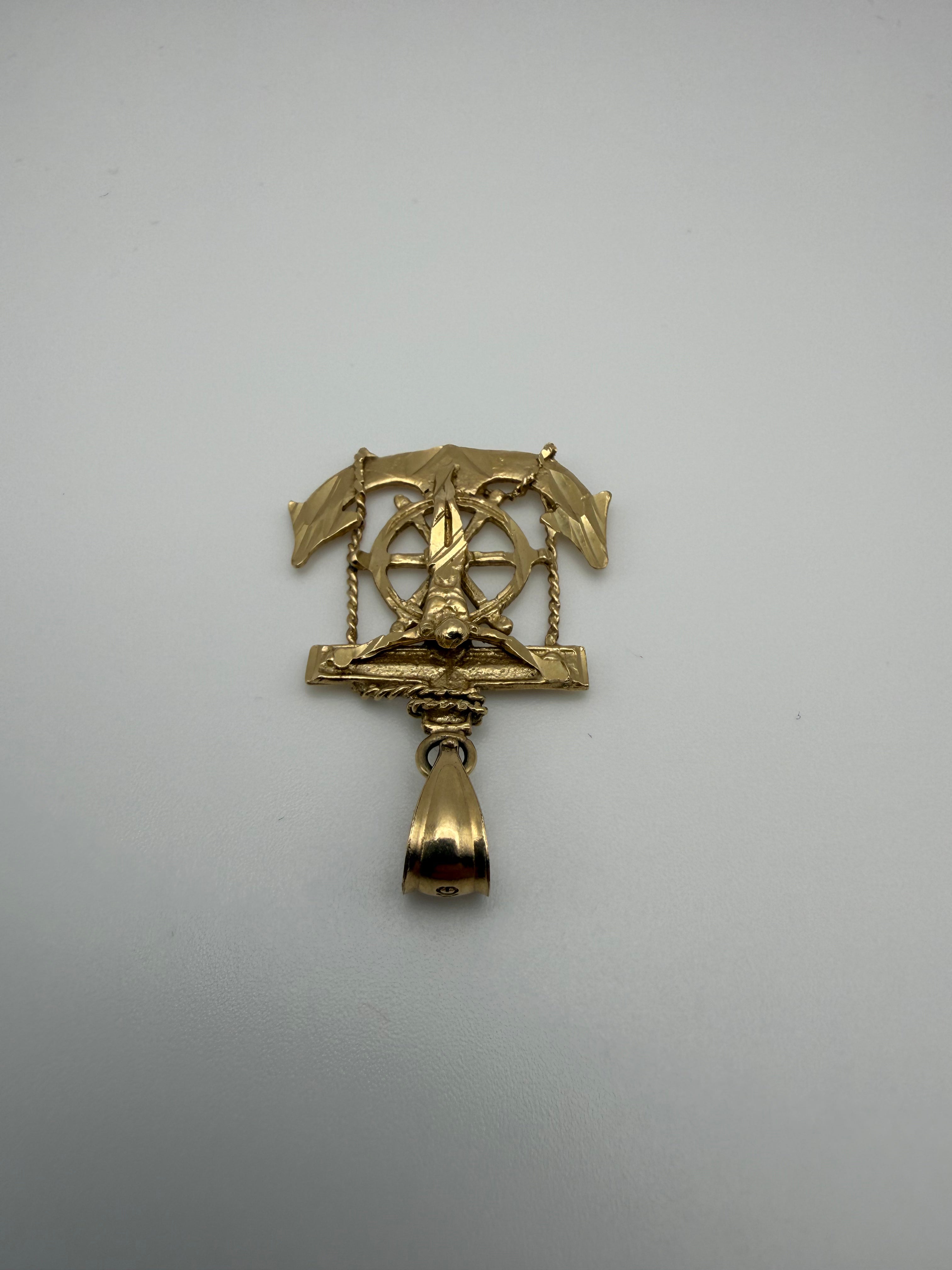 14k Gold Anchor Cross