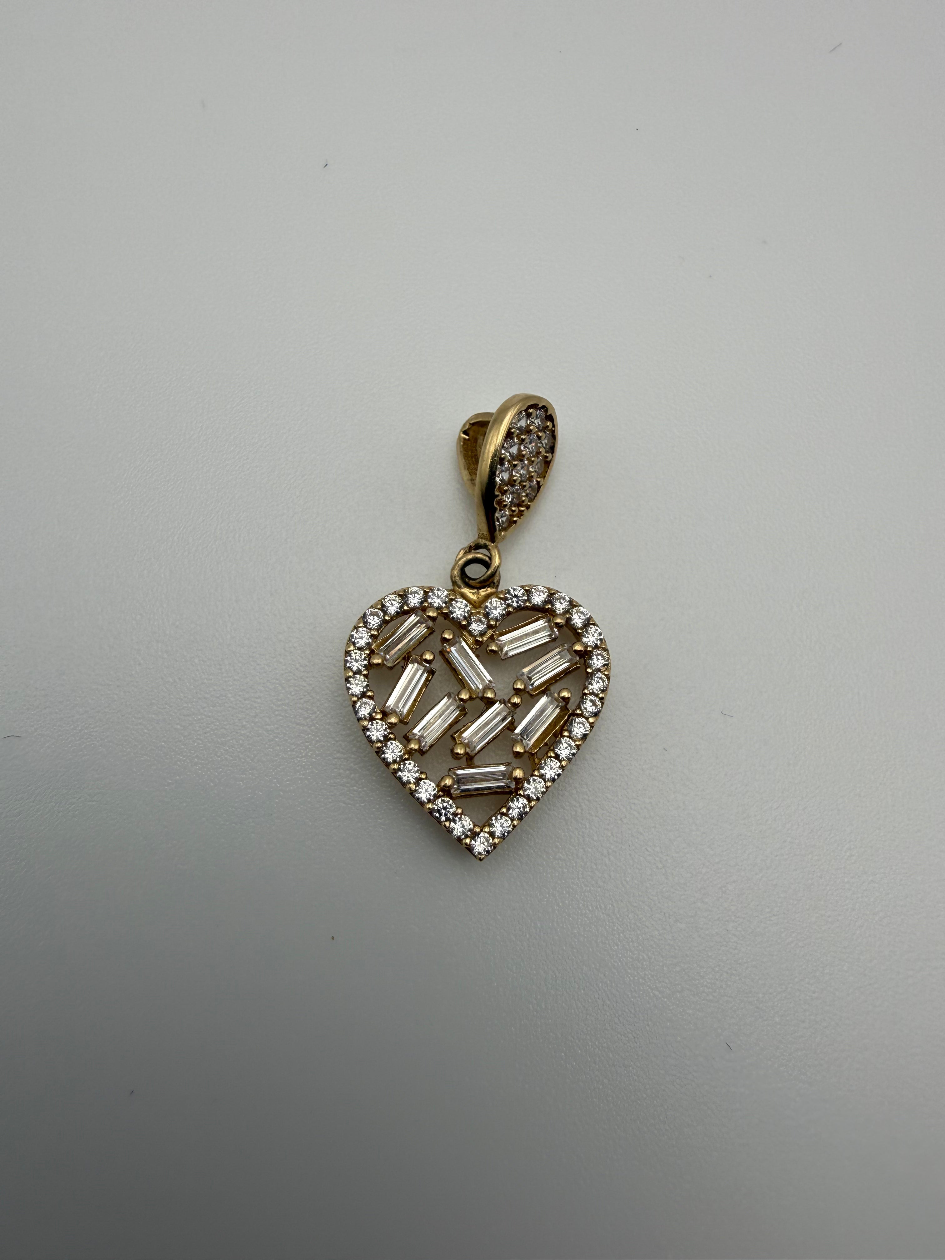 14K Gold Heart Pendant with CZ diamonds