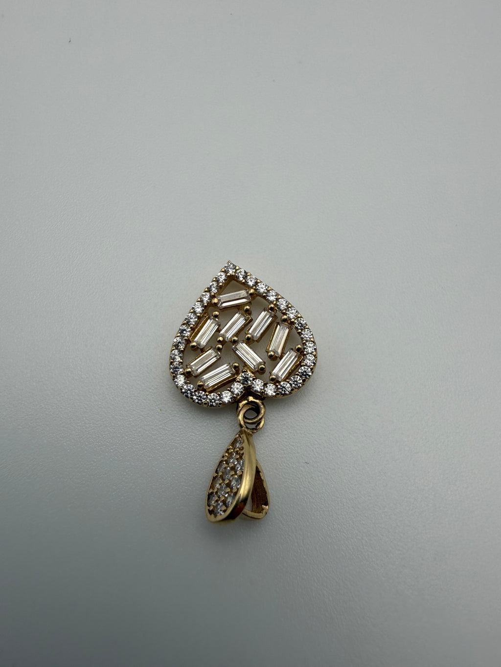 14K Gold Heart Pendant with CZ diamonds