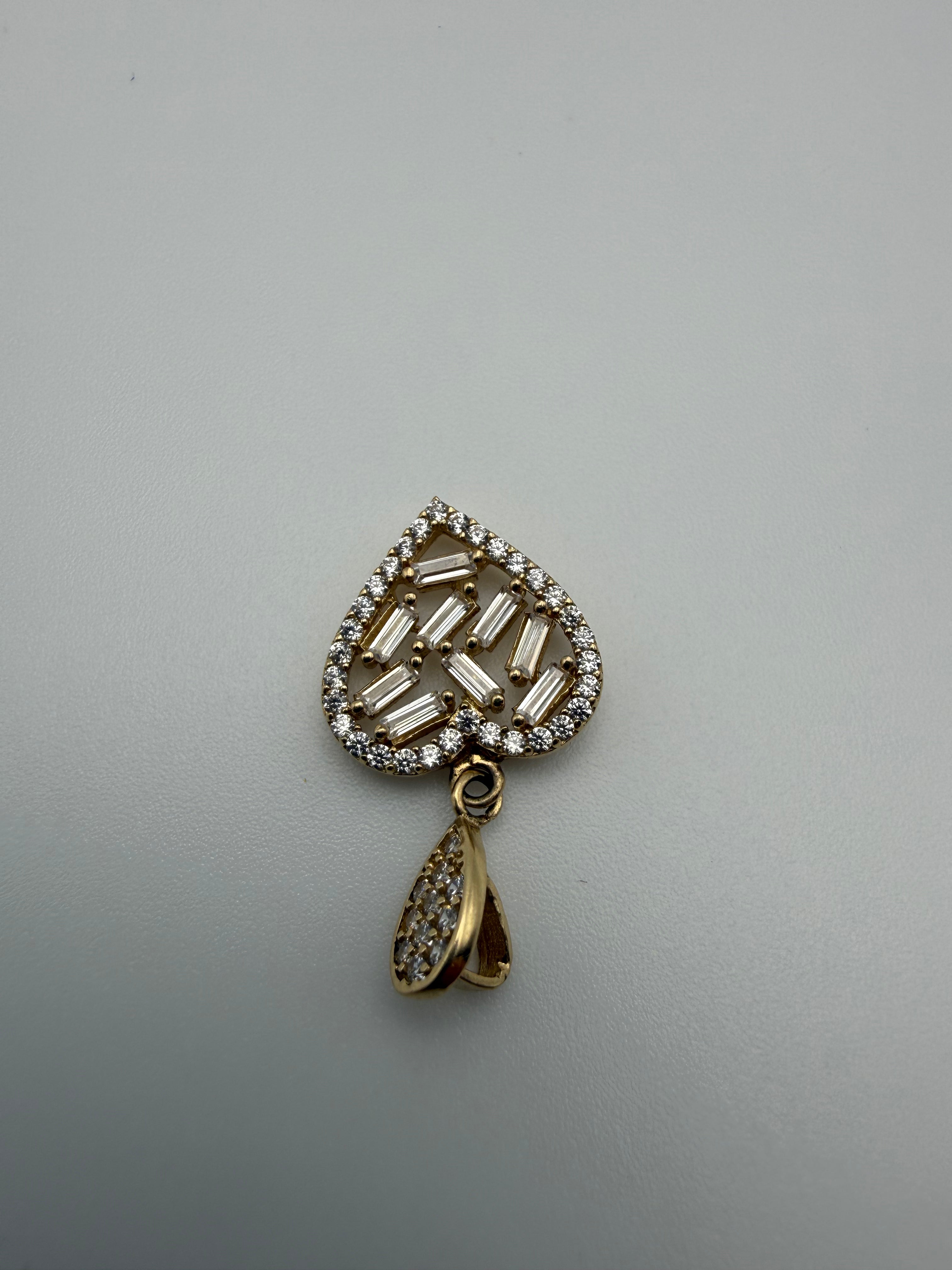 14K Gold Heart Pendant with CZ diamonds