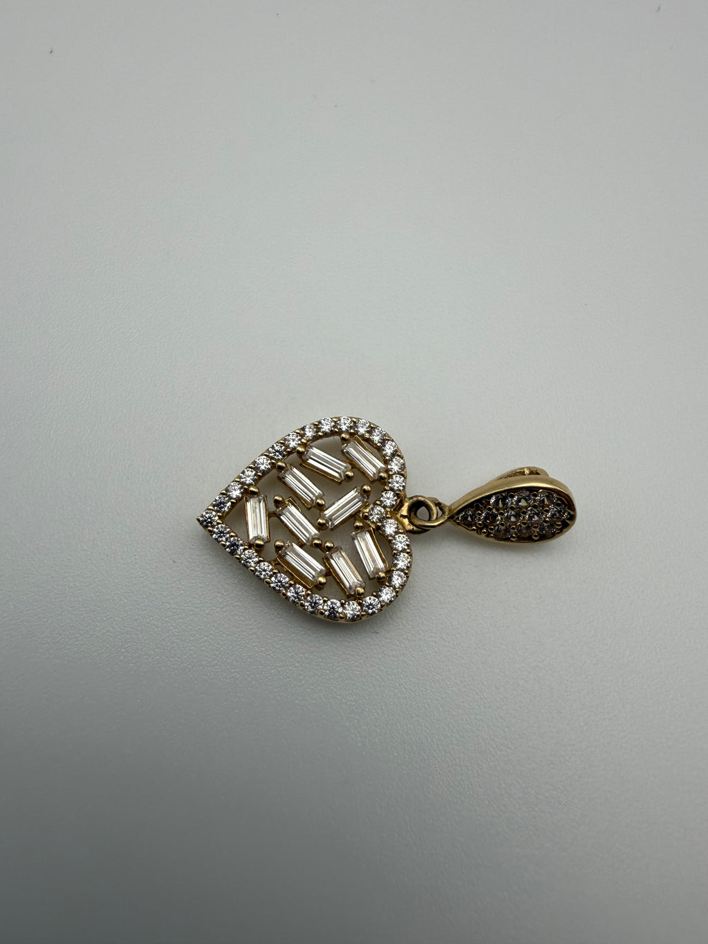 14K Gold Heart Pendant with CZ diamonds
