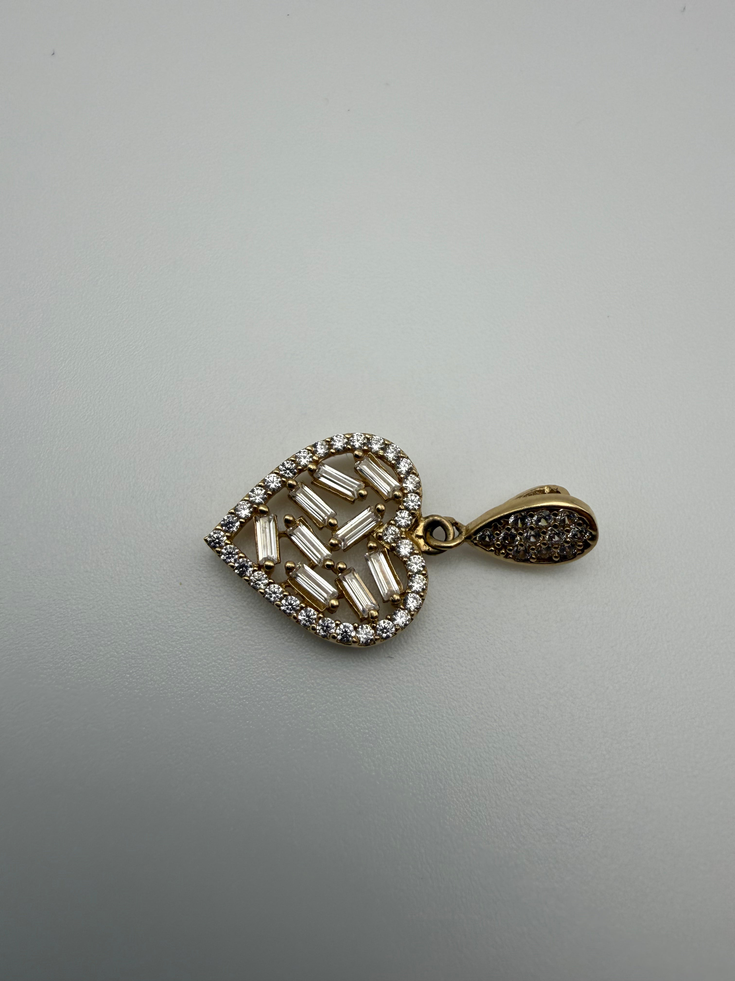 14K Gold Heart Pendant with CZ diamonds