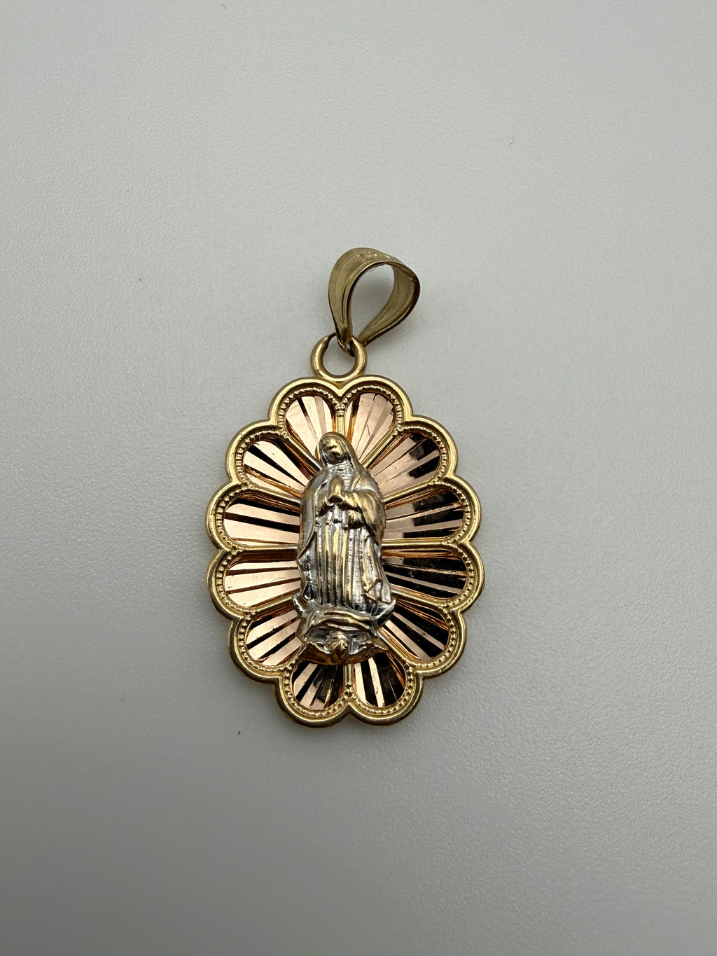 14K Gold Virgin Mary Pendant