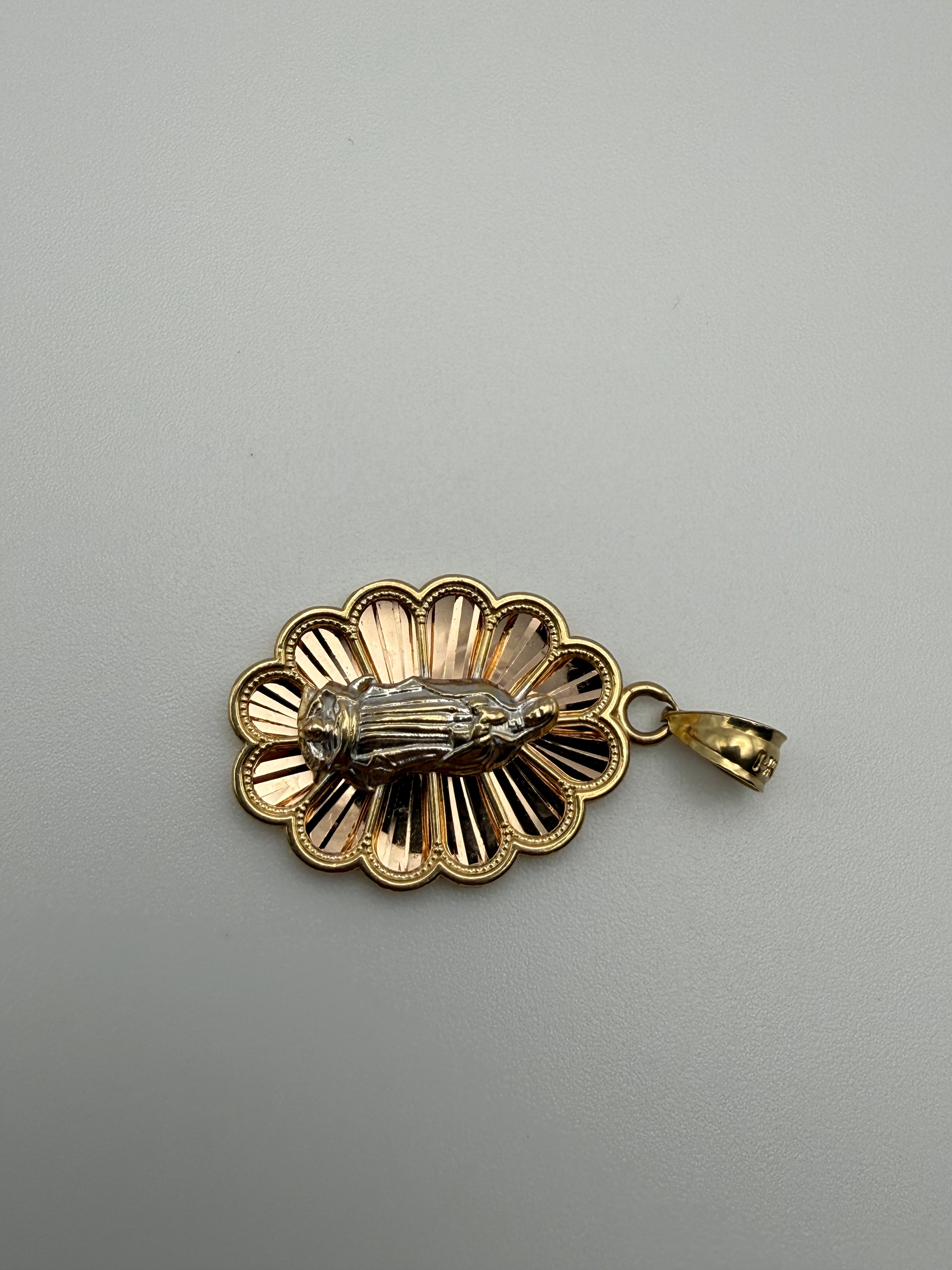 14K Gold Virgin Mary Pendant