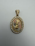 14K Gold Virgin Mary with CZ Diamonds