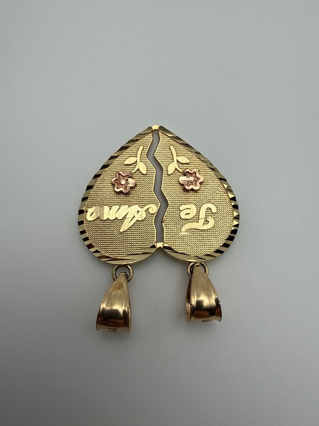 14K Gold Heart Te Amo Pendant
