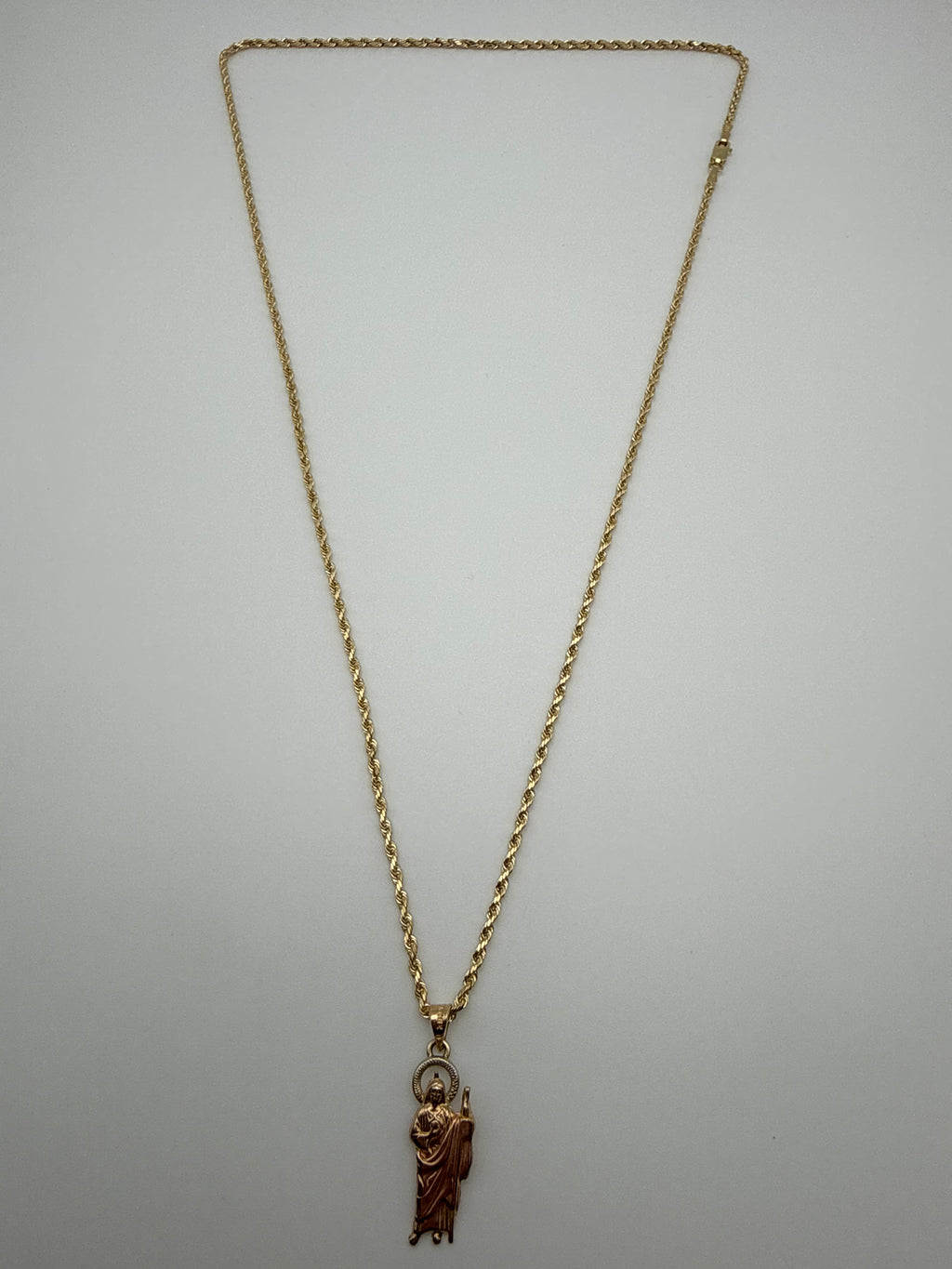 14K Gold Rope Chain and Saint Jude Pendant