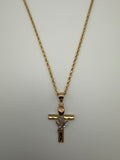 14K Gold Rope Chain with Rose Cross