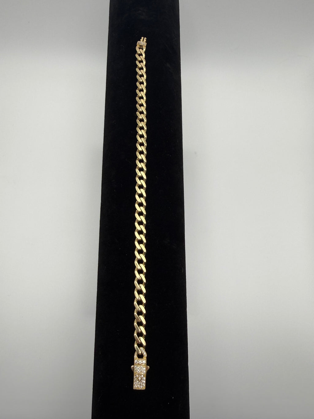 14K Gold Cuban link Bracelet with CZ Dimond Lock