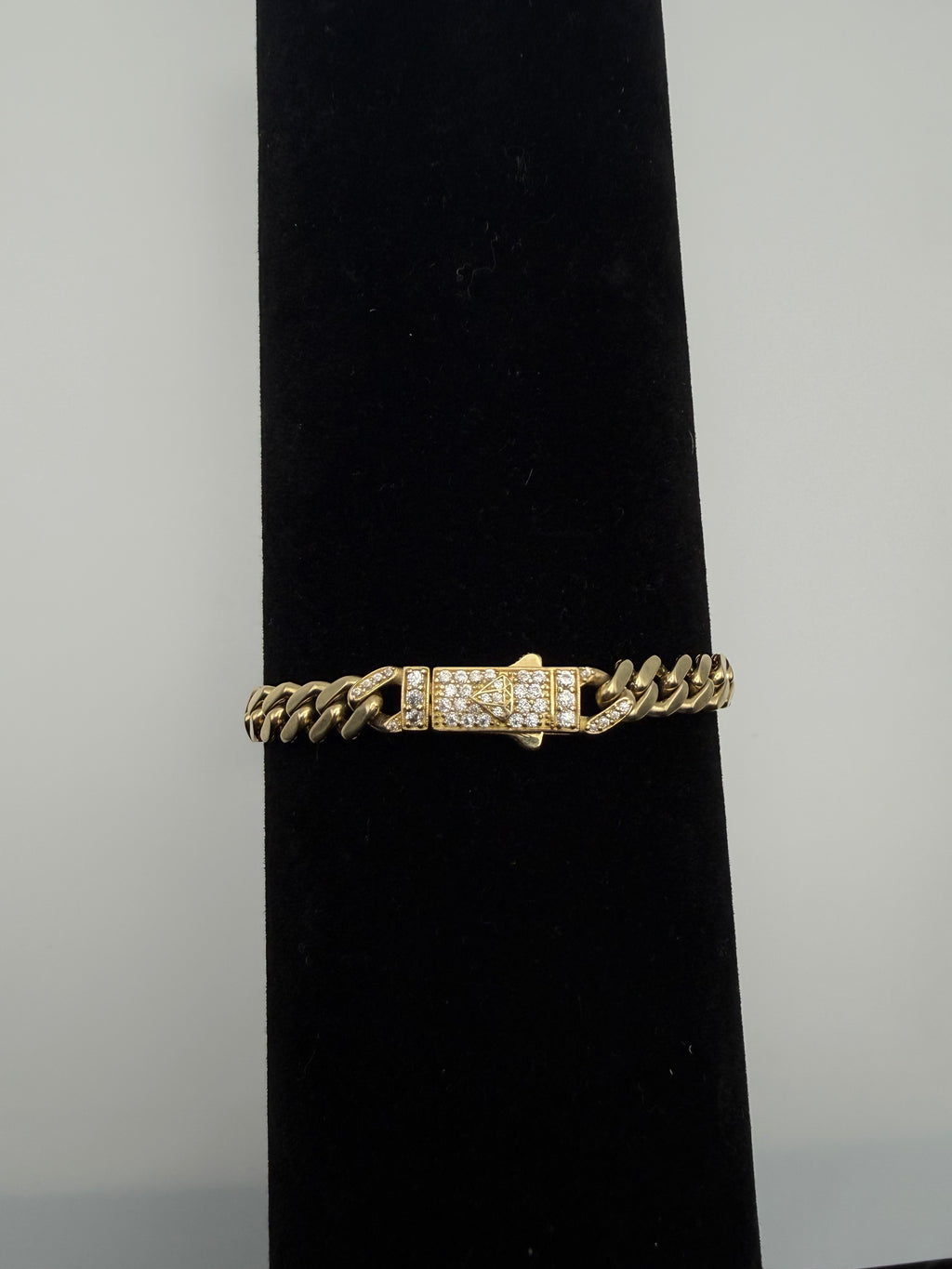 14K Gold Cuban link Bracelet with CZ Dimond Lock