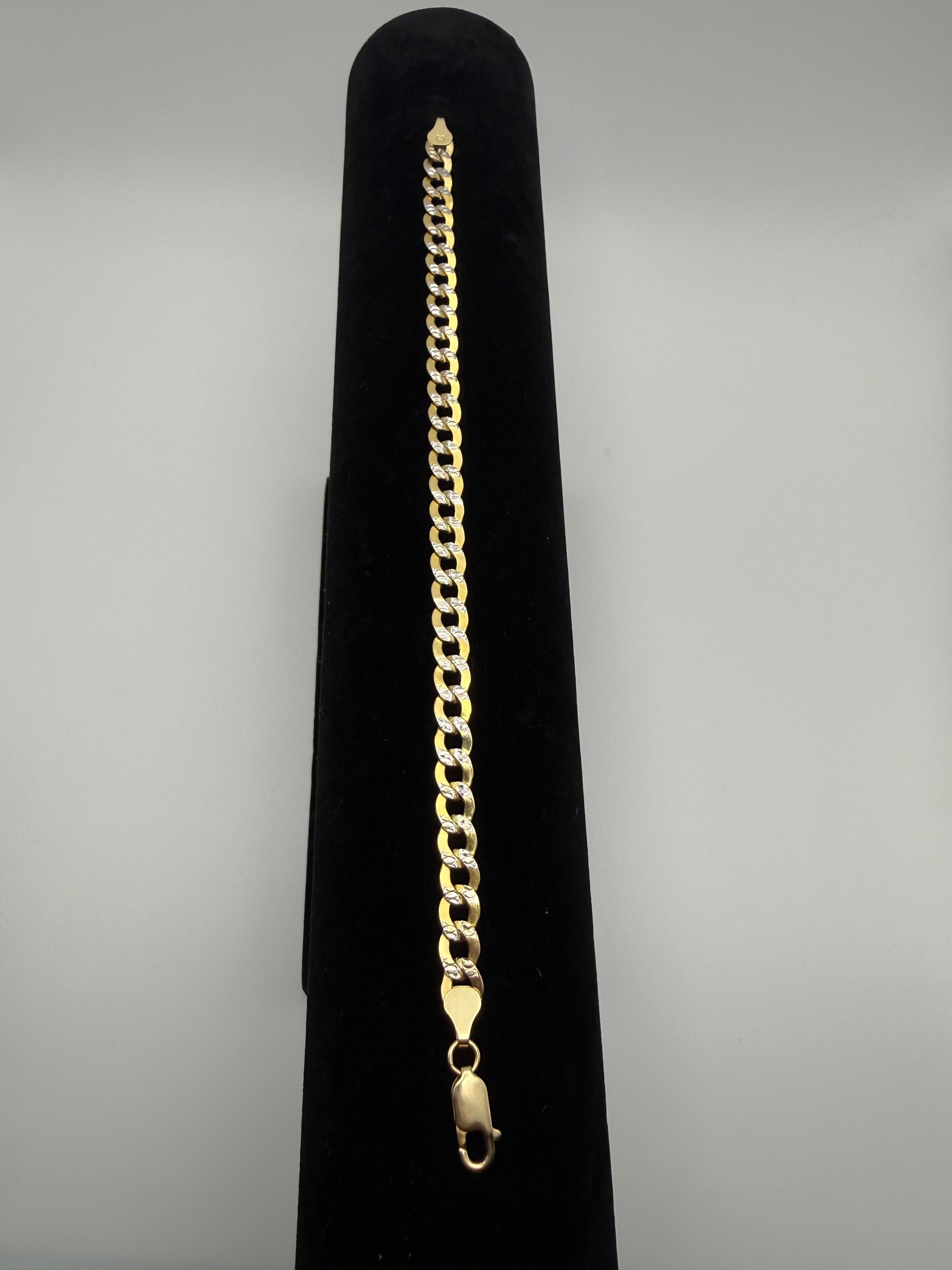 14k Gold Cuban Link Bracelet Dimond Cut