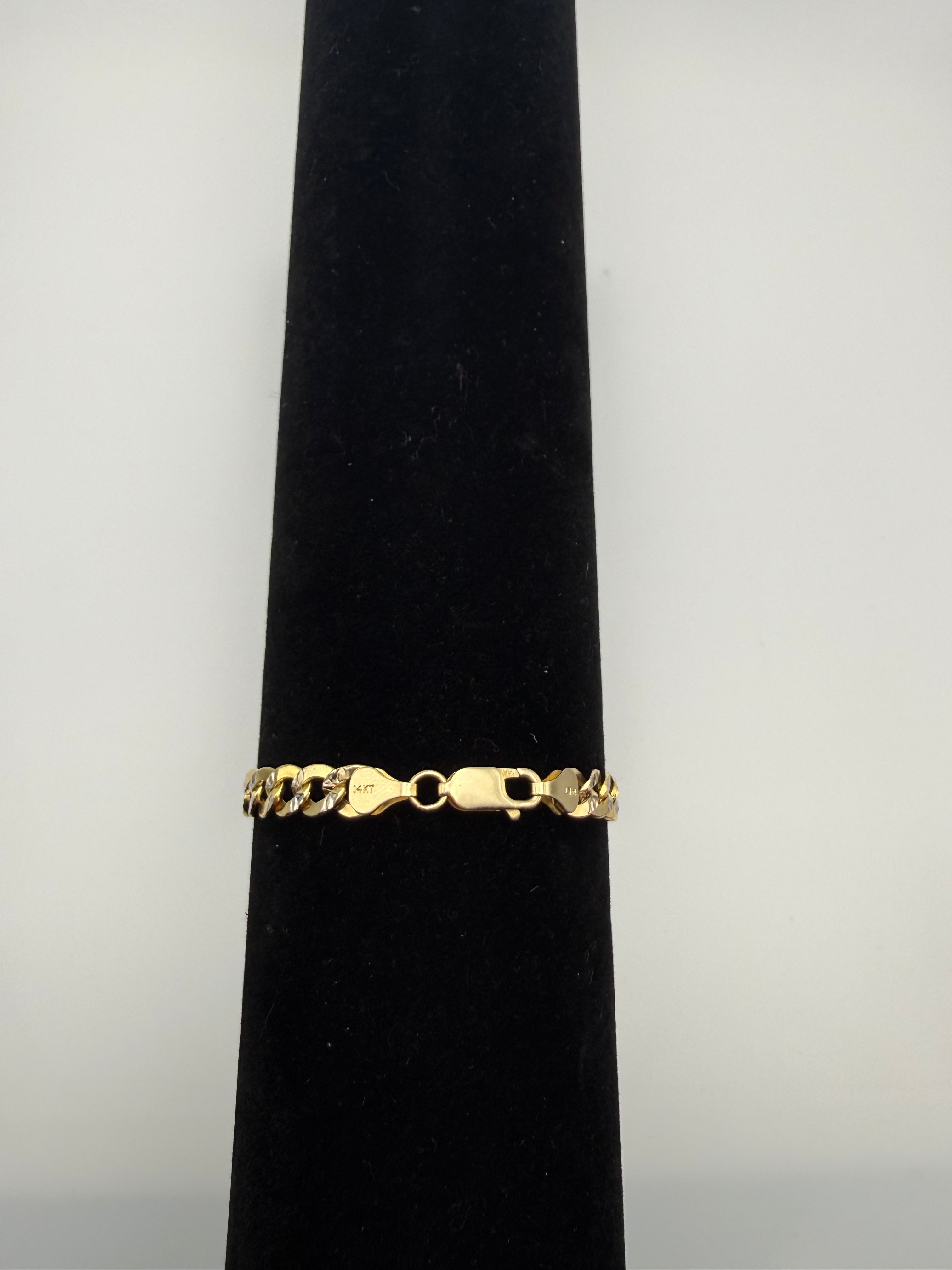 14k Gold Cuban Link Bracelet Dimond Cut