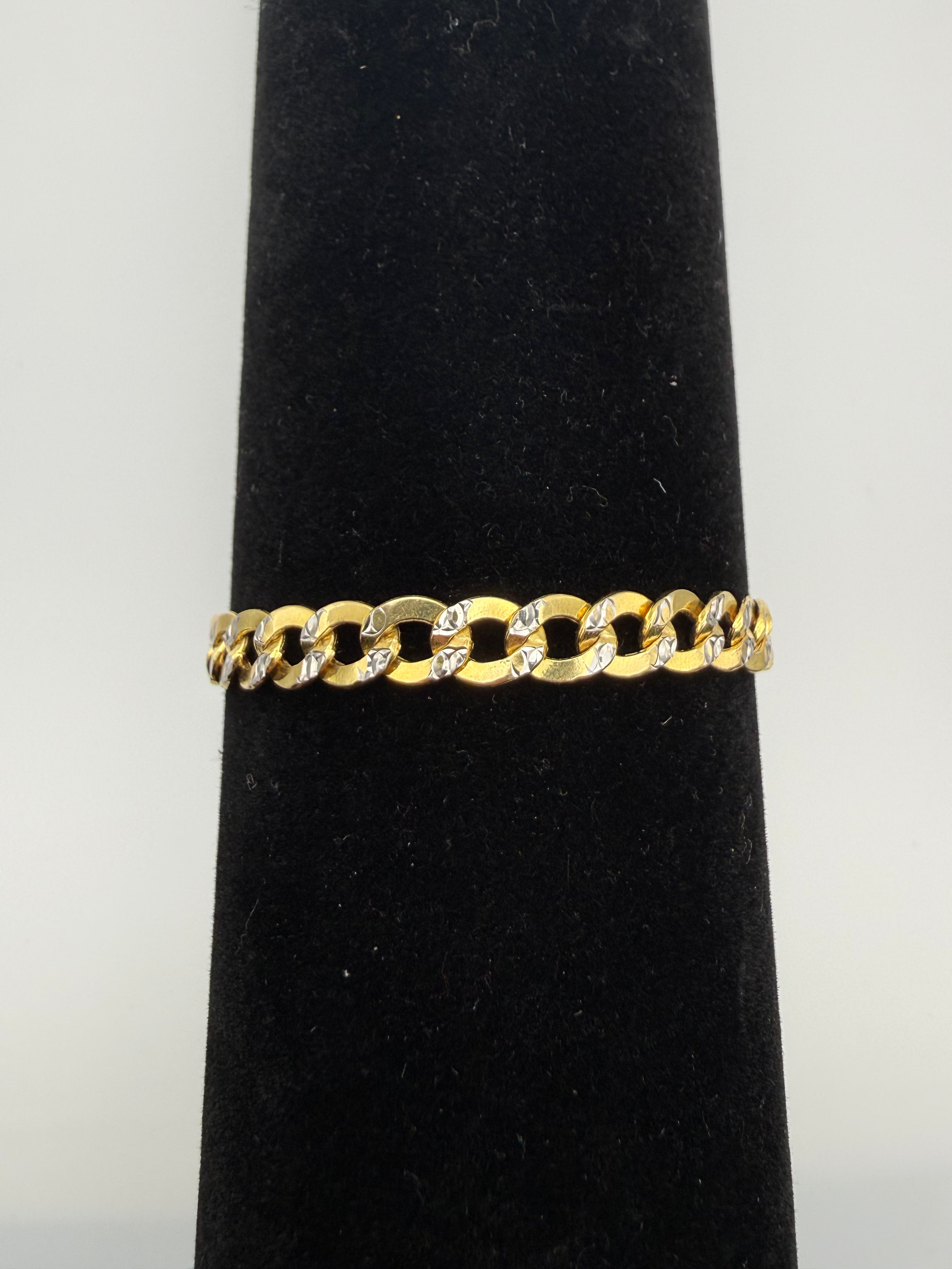 14k Gold Cuban Link Bracelet Dimond Cut