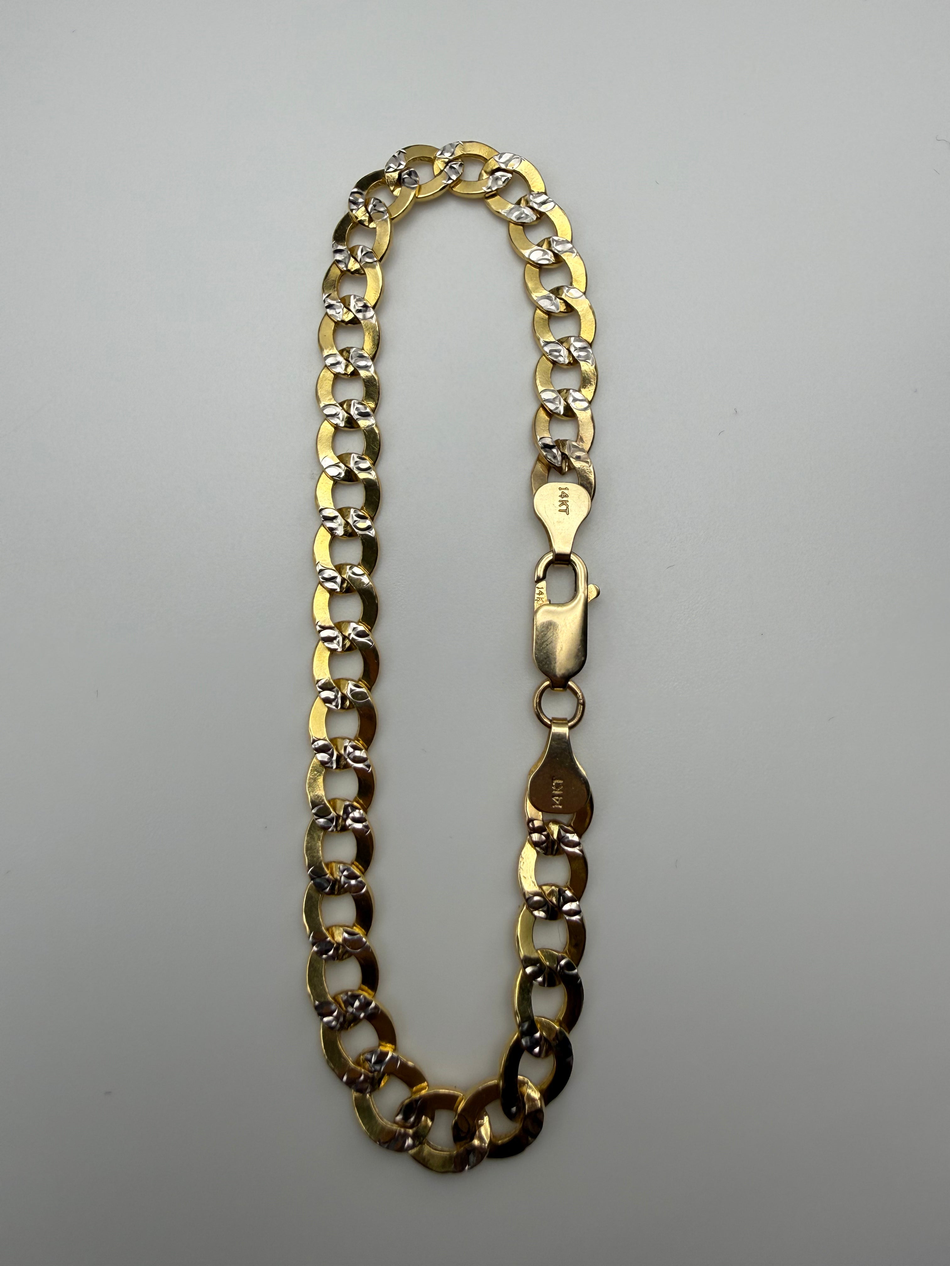 14k Gold Cuban Link Bracelet Dimond Cut